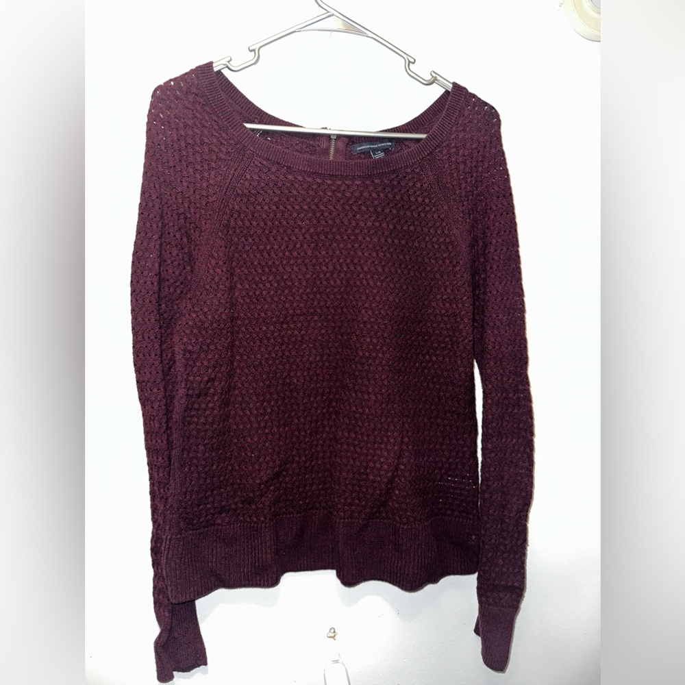 American Eagle Burgundy Zipper Back Sweater